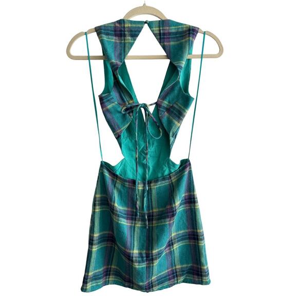 Princess Polly Emeri Minidress Green Check Plaid size 2 - Picture 7 of 9